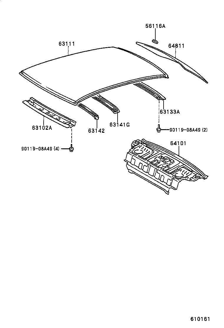 63141-0A010 REINFORCEMENT, ROOF PANEL, NO.1 product image
