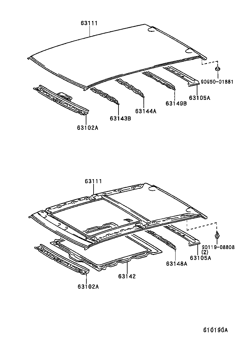 63102-13040 PANEL SUB-ASSY, WINDSHIELD HEADER product image