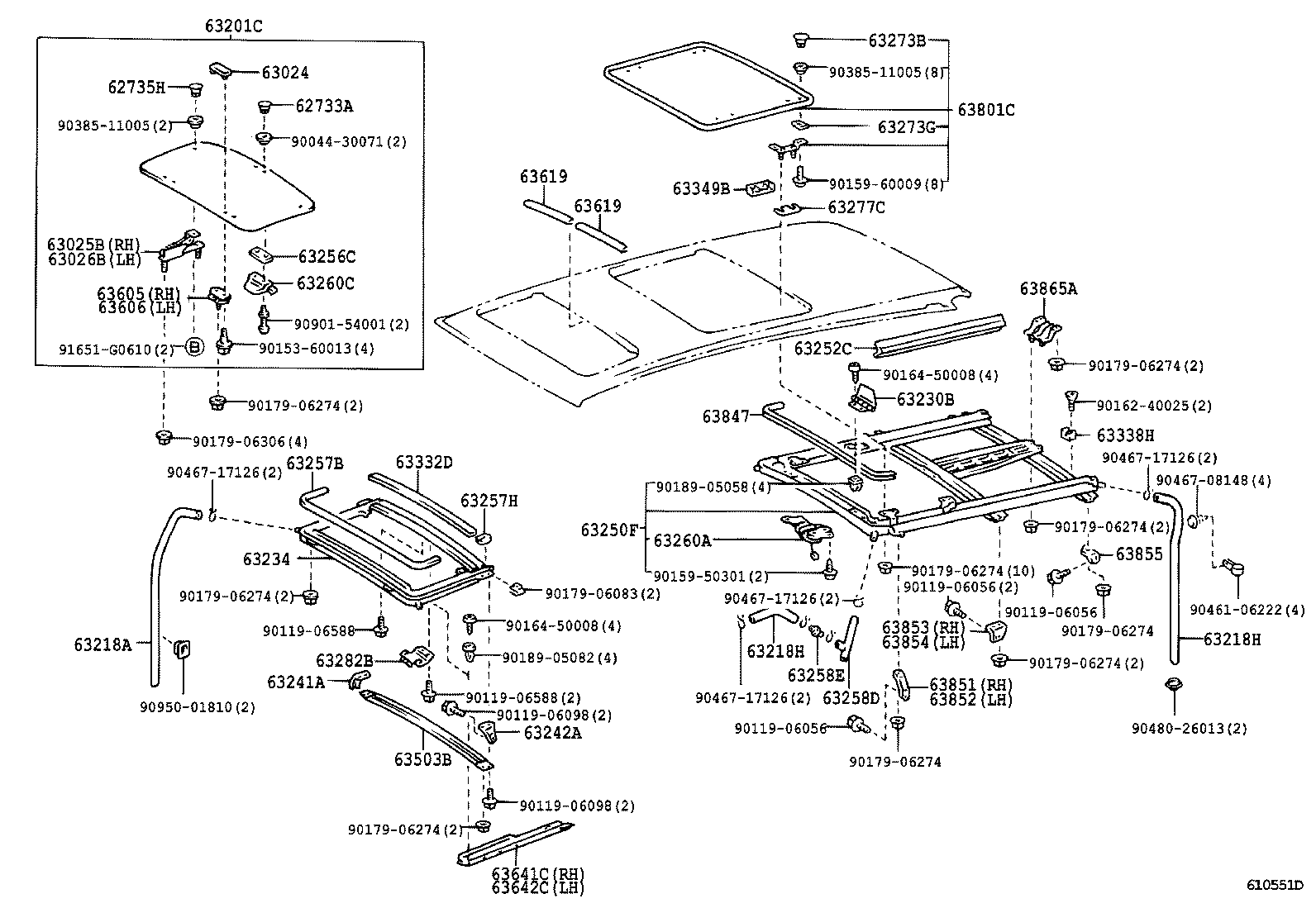 63142-26040 REINFORCEMENT SUB-ASSY, ROOF PANEL product image