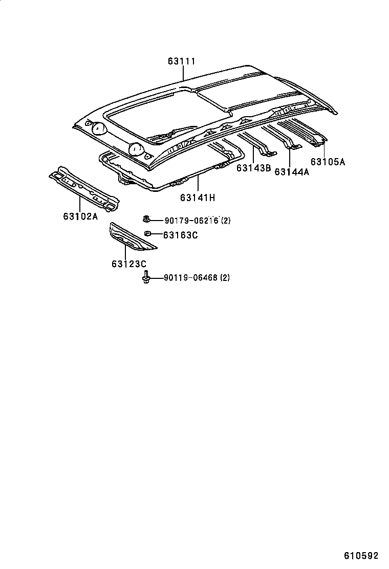 60384-21020 SHOE, REAR SLIDE ROOF, LH product image