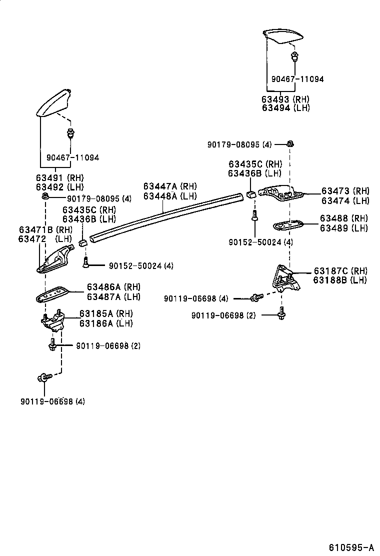 60384-21020 SHOE, REAR SLIDE ROOF, LH product image