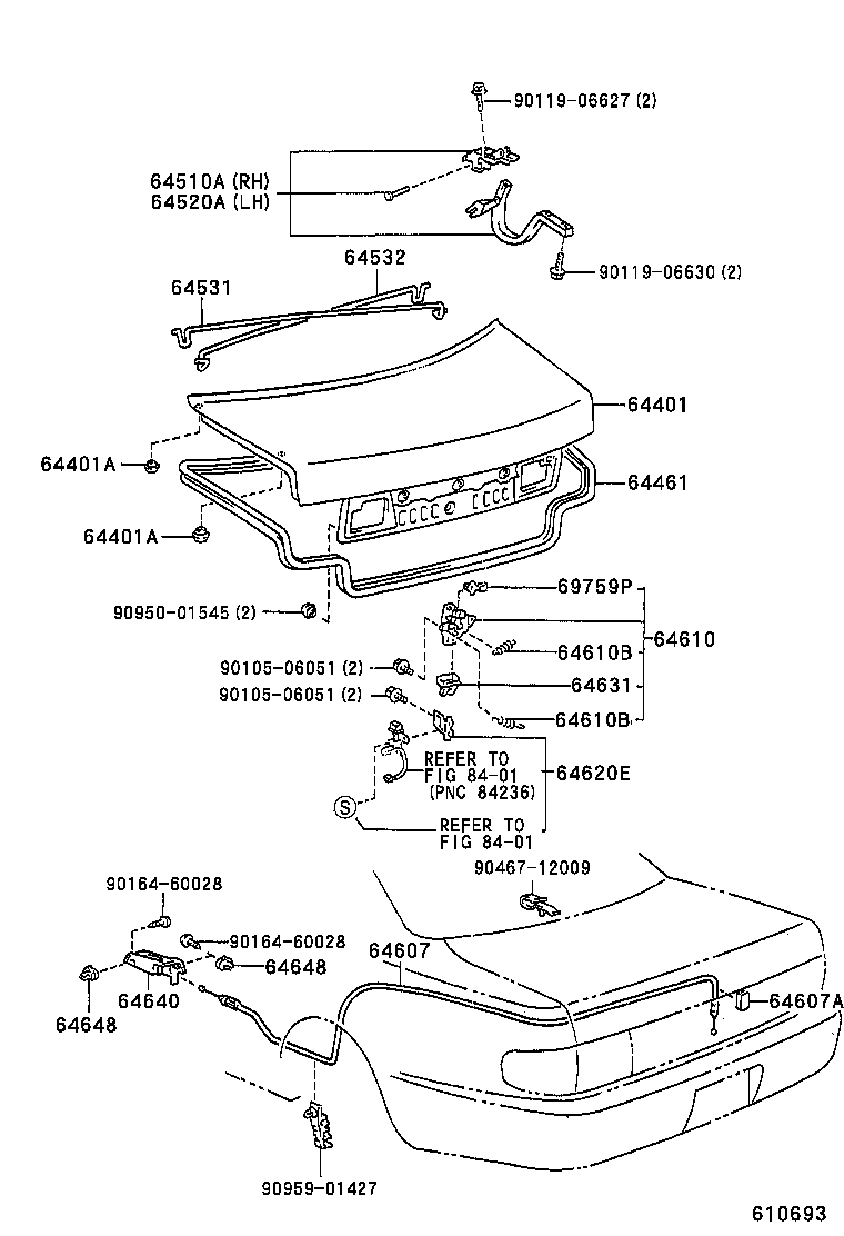 64520-06010 HINGE ASSY, LUGGAGE COMPARTMENT DOOR, LH product image