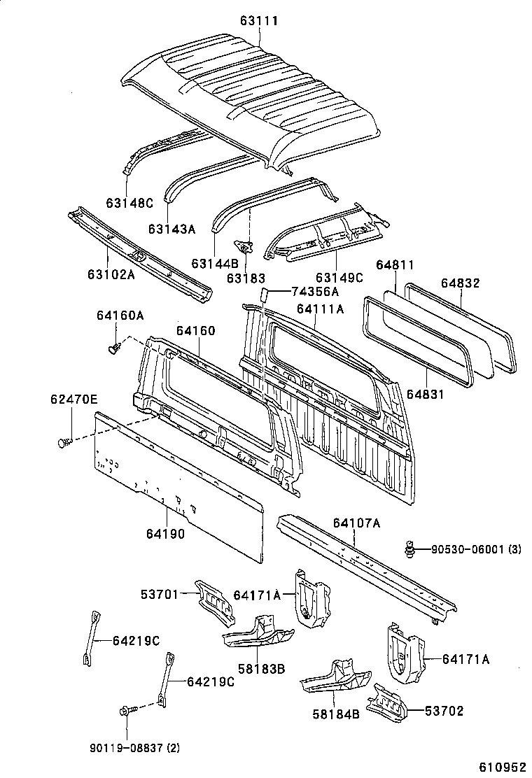 64115-37040 REINFORCEMENT, BACK PANEL product image