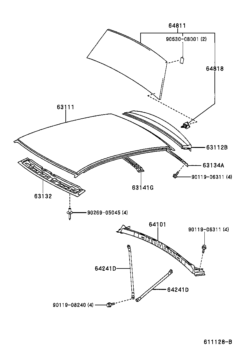 63132-52040 PANEL, WINDSHIELD HEADER, INNER product image