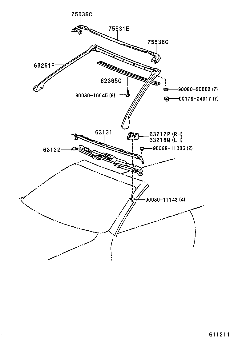 63132-AA040 PANEL, WINDSHIELD HEADER, INNER product image