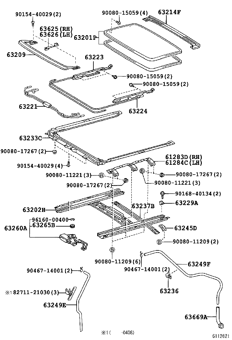 63403-0C010 SUPPORT SUB-ASSY, ROOF RACK, CENTER RH product image