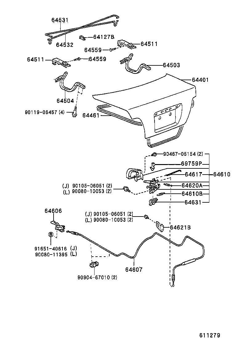64607-02030 CABLE SUB-ASSY, LUGGAGE DOOR LOCK CONTROL product image