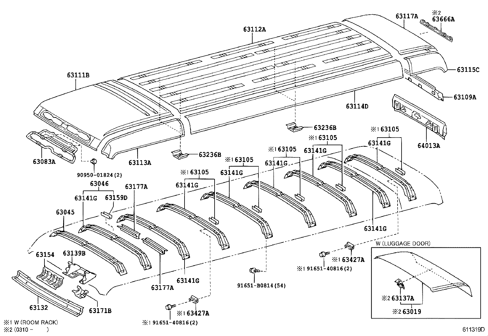 63019-36010 PANEL SUB-ASSY, ROOF, REAR product image