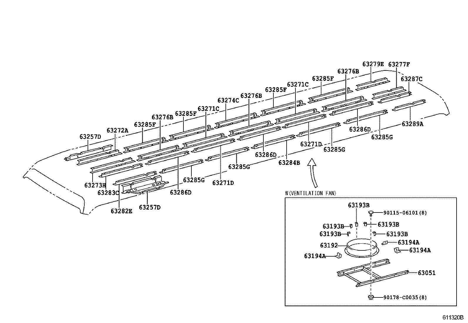 63019-36010 PANEL SUB-ASSY, ROOF, REAR product image