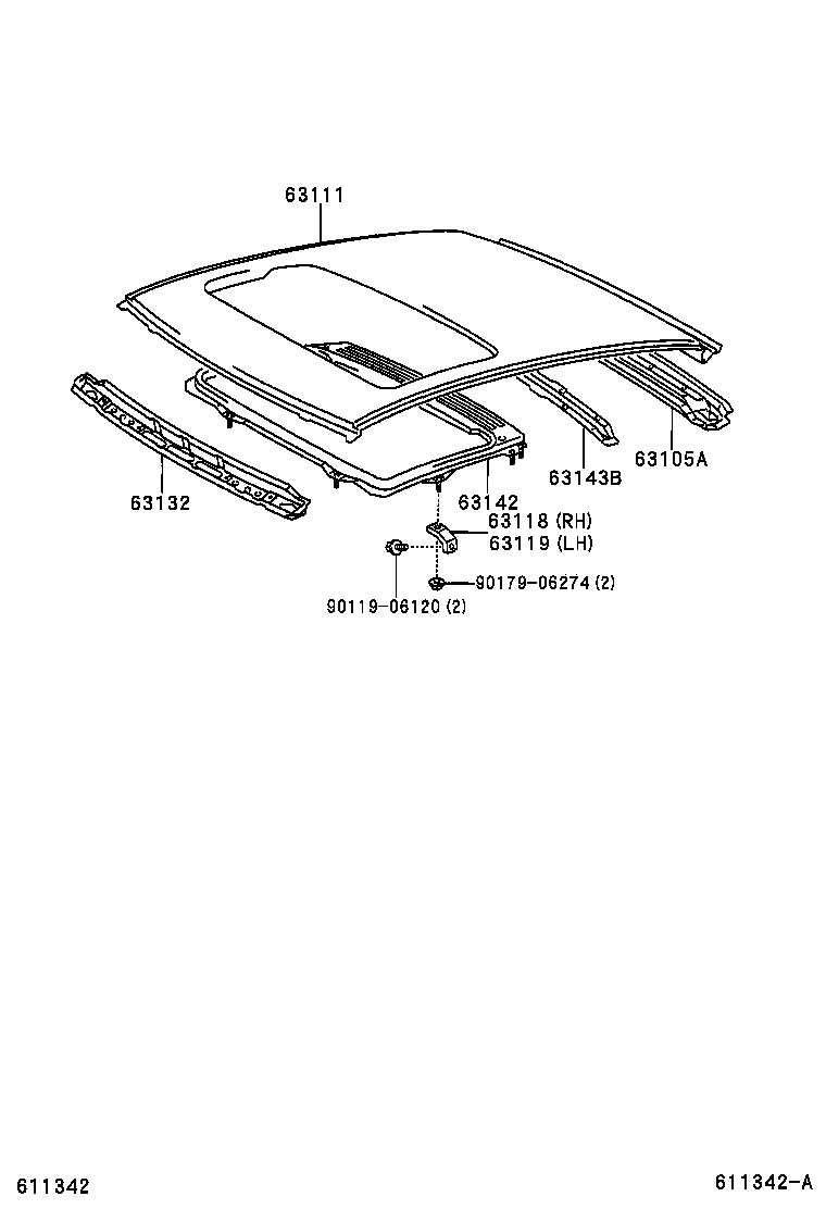 63132-0D010 PANEL, WINDSHIELD HEADER, INNER product image