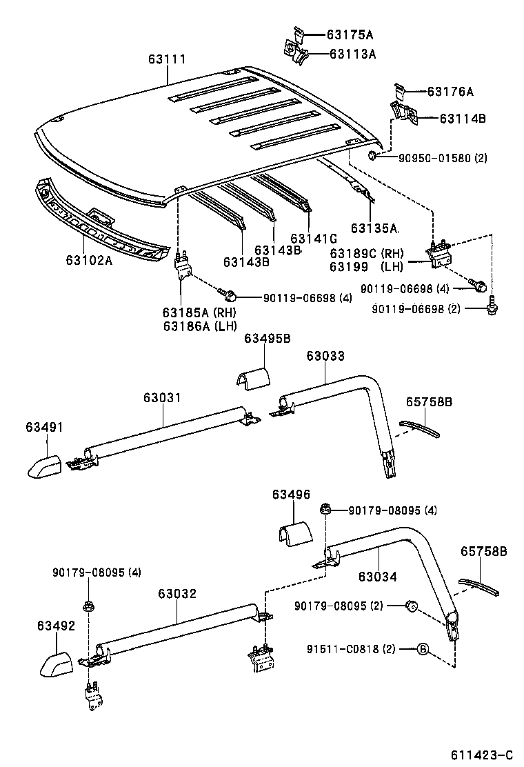 63103-52010 REINFORCEMENT, ROOF PANEL, NO.2 product image