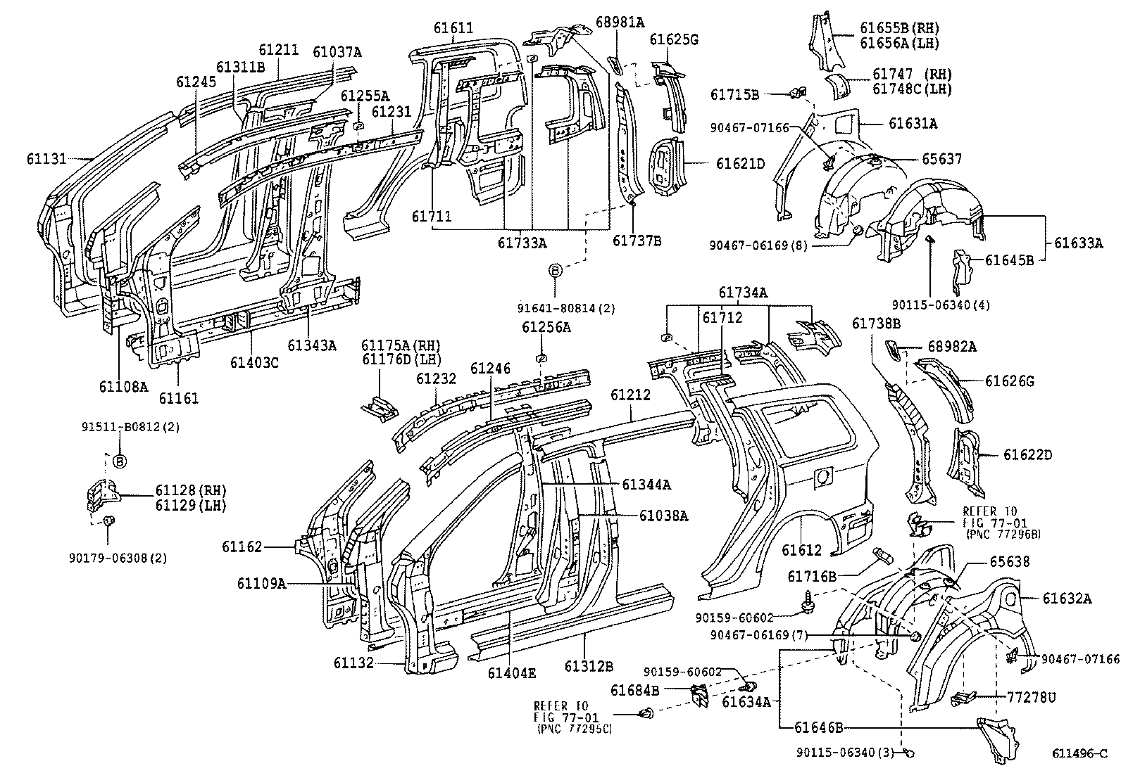 61815-28010 COVER, ROOF SIDE, INNER UPPER product image