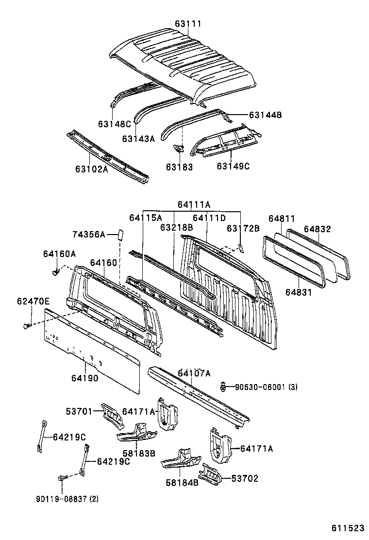 64115-37040 REINFORCEMENT, BACK PANEL product image