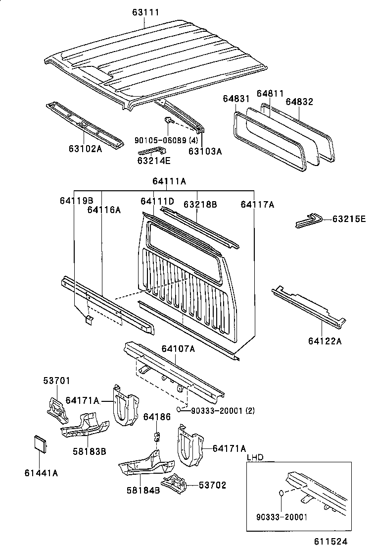 64115-37040 REINFORCEMENT, BACK PANEL product image
