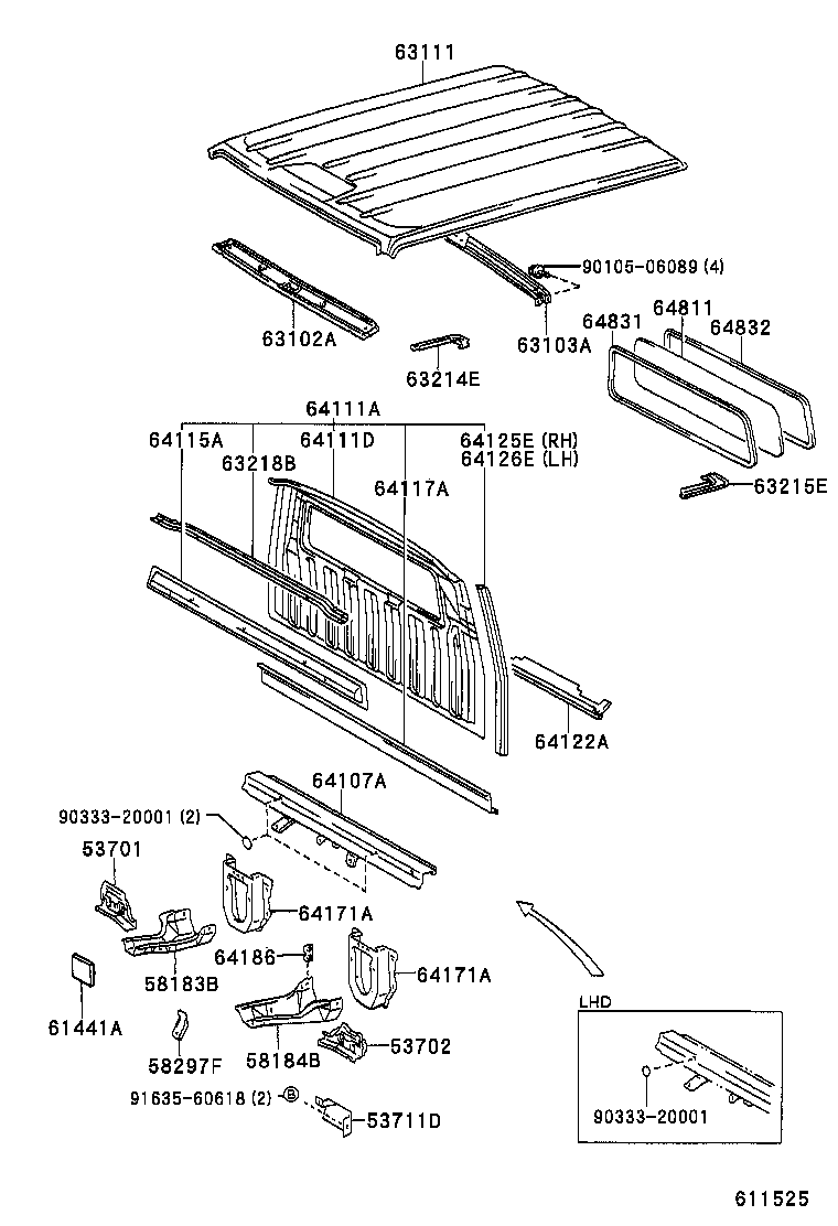 64115-37040 REINFORCEMENT, BACK PANEL product image