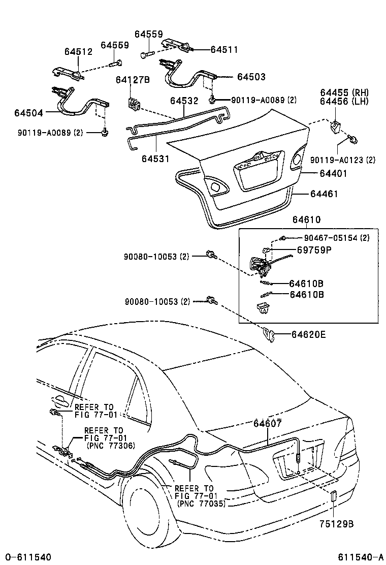 64461-02070 WEATHERSTRIP, LUGGAGE COMPARTMENT DOOR product image
