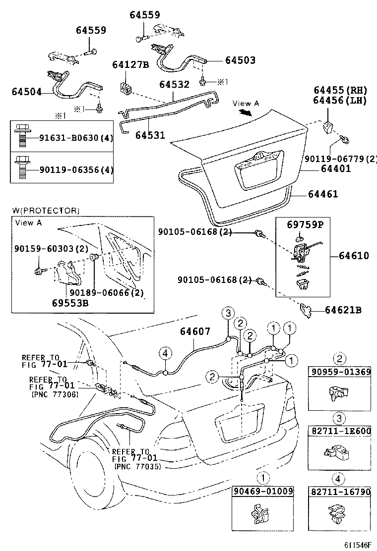 64461-02091 WEATHERSTRIP, LUGGAGE COMPARTMENT DOOR product image