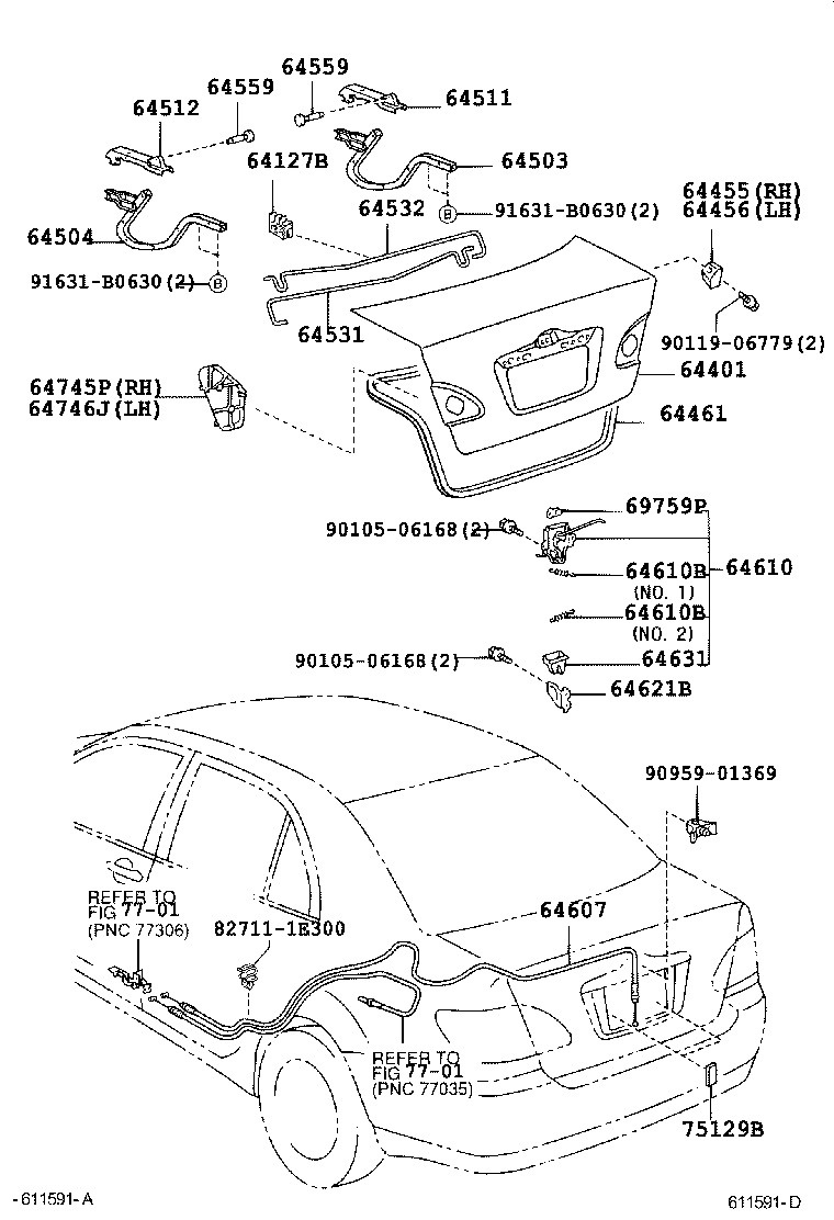 64607-02110 CABLE SUB-ASSY, LUGGAGE DOOR LOCK CONTROL product image