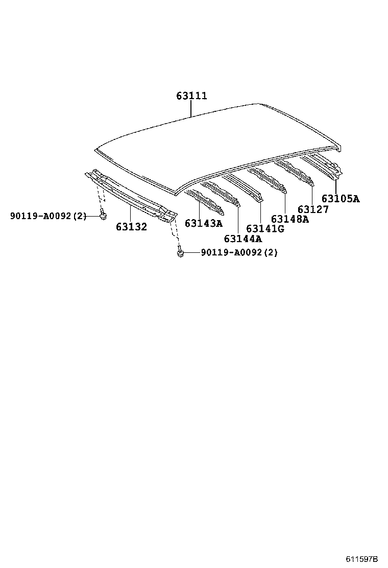 63132-01020 PANEL, WINDSHIELD HEADER, INNER product image