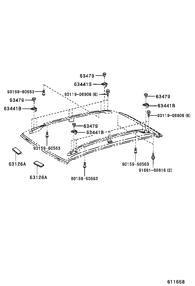 63126-04030 DAMPER, WINDSHIELD HEADER PANEL product image