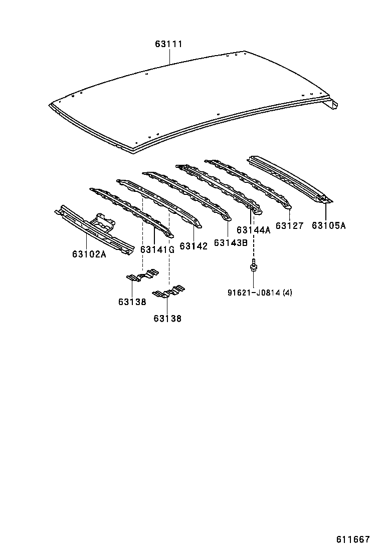 63103-63010 REINFORCEMENT, ROOF PANEL, NO.2 product image