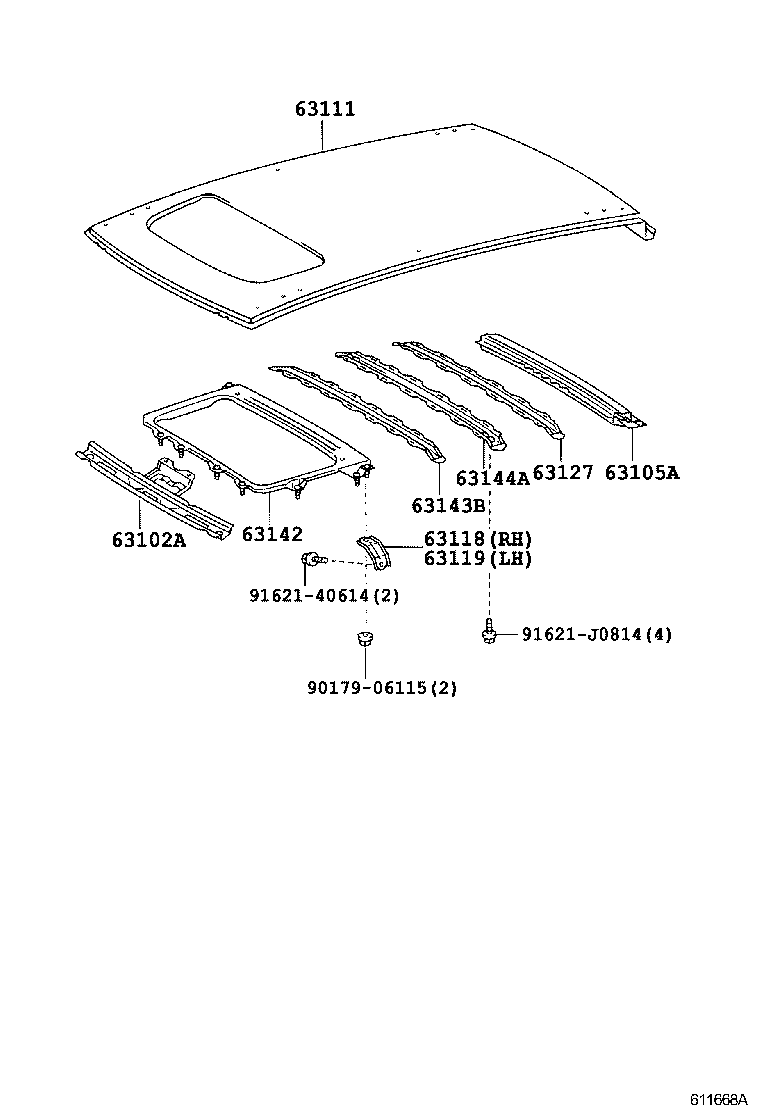 63103-63010 REINFORCEMENT, ROOF PANEL, NO.2 product image