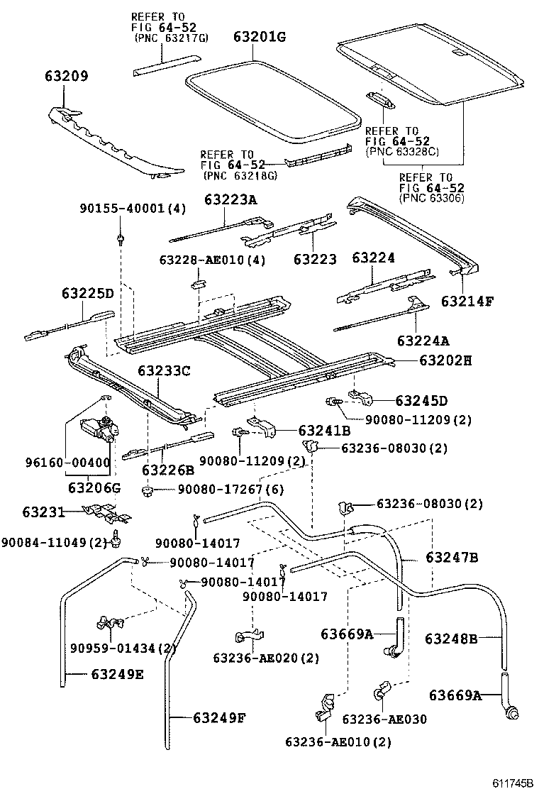 63403-AE010 SUPPORT SUB-ASSY, ROOF RACK, CENTER RH product image