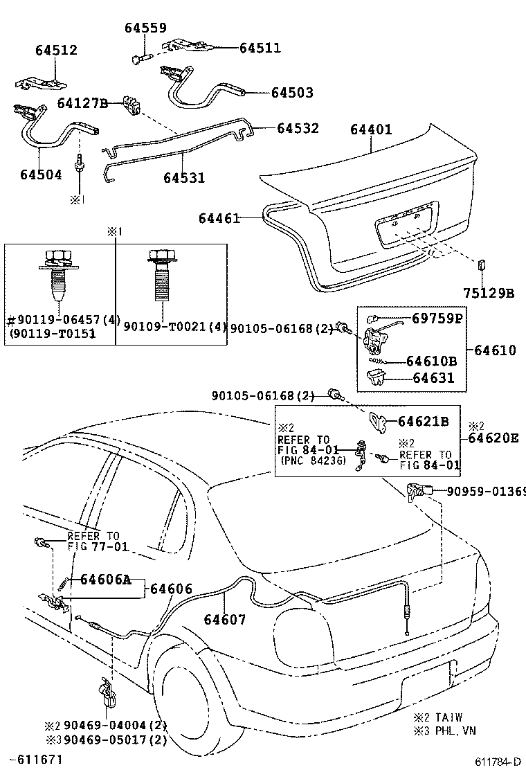 64532-0D010 BAR, LUGGAGE DOOR HINGE TORSION, LH product image