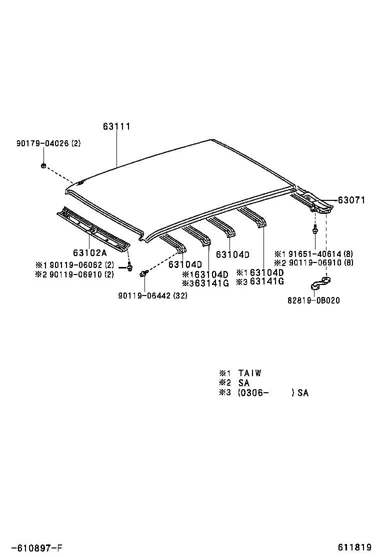 63111-0B080 PANEL, ROOF product image