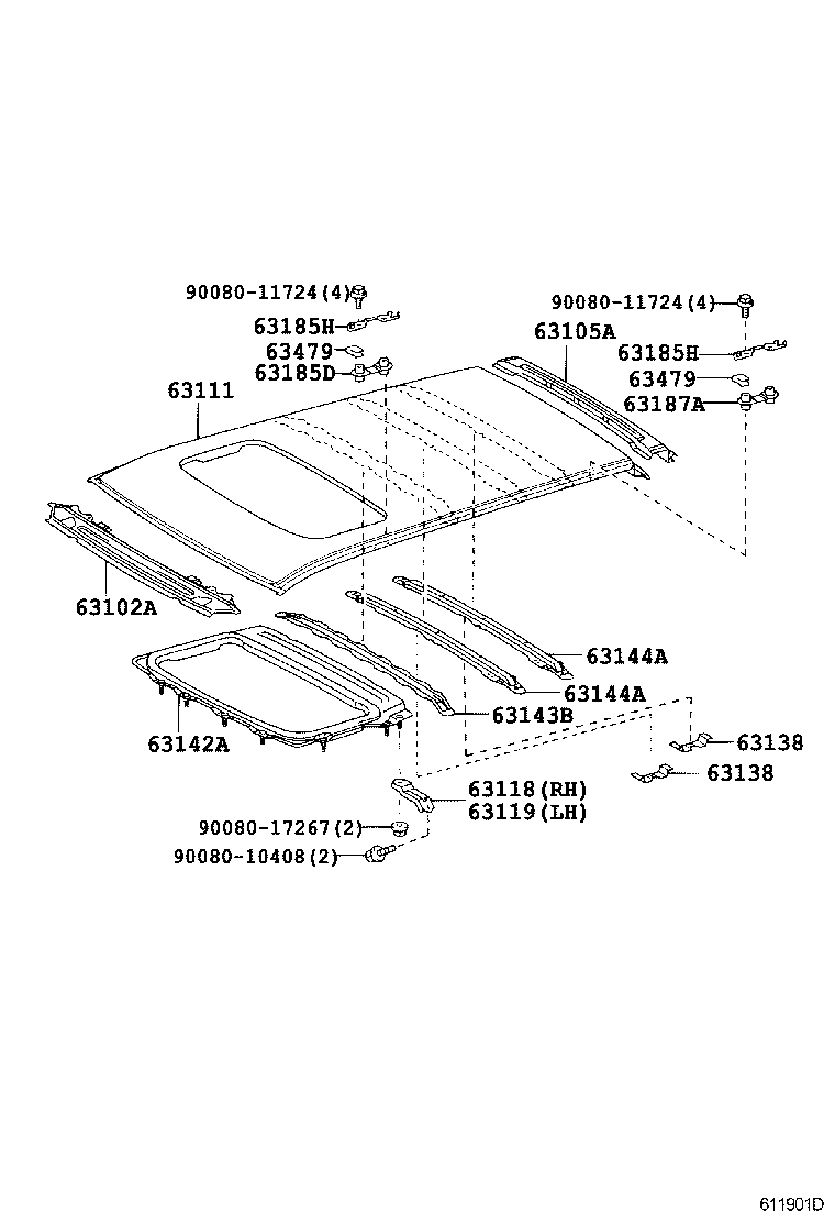 63142-0E020 REINFORCEMENT, ROOF PANEL, NO.2 product image