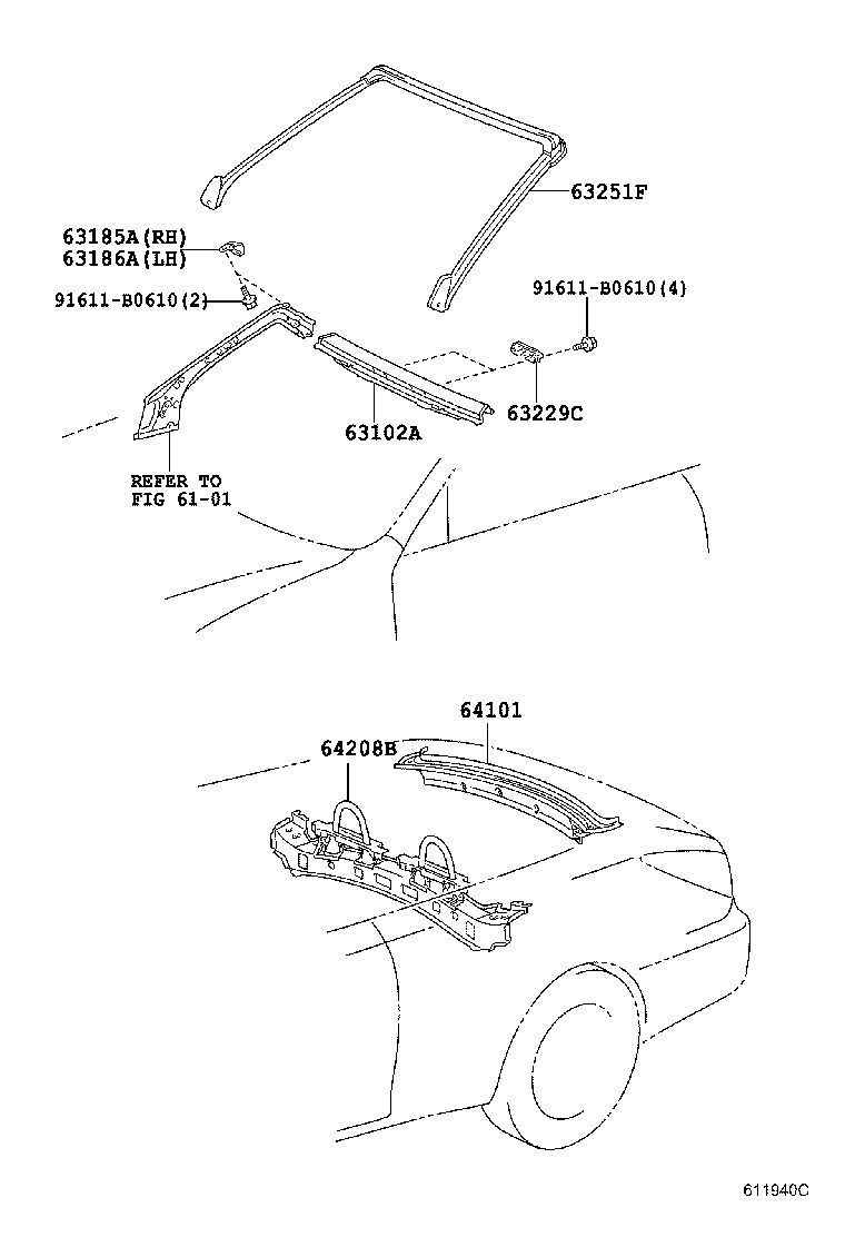63133-AA050 FRAME, BACK WINDOW product image