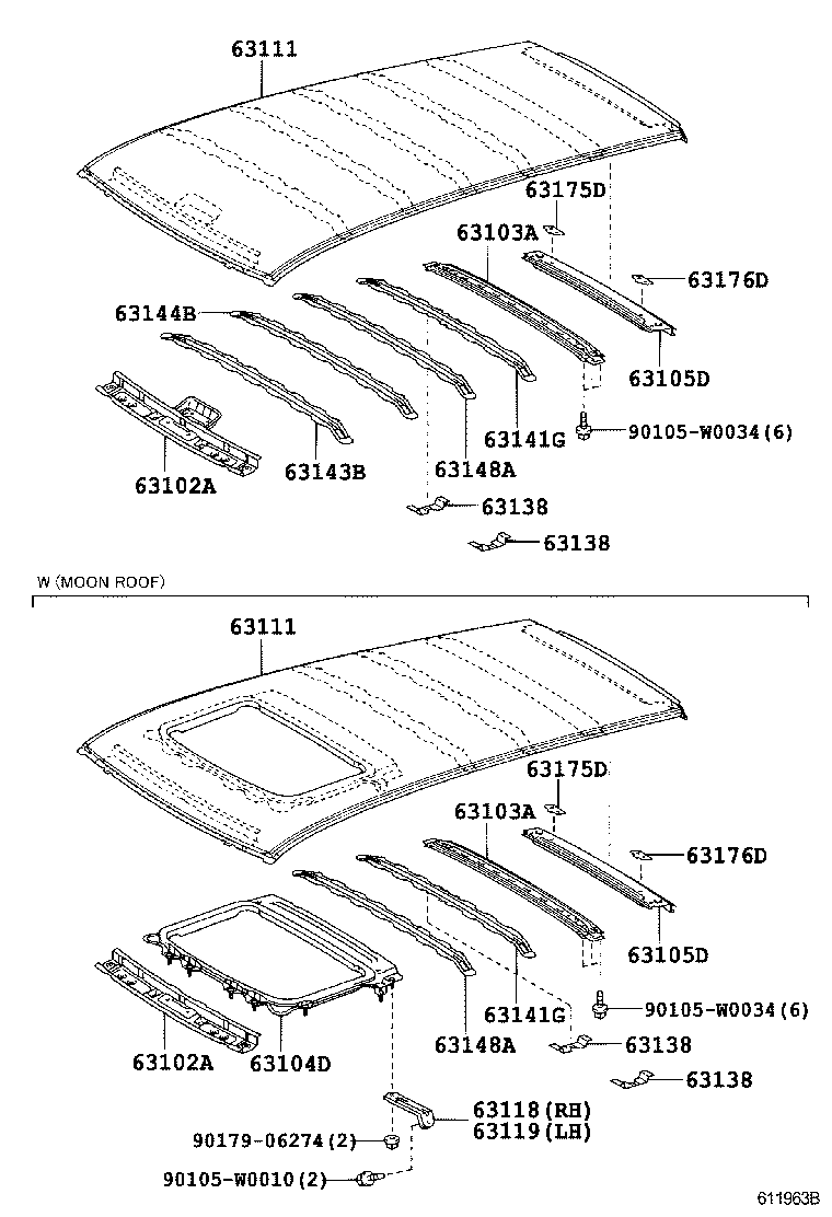 63144-0F010 REINFORCEMENT, ROOF PANEL, NO.4 product image