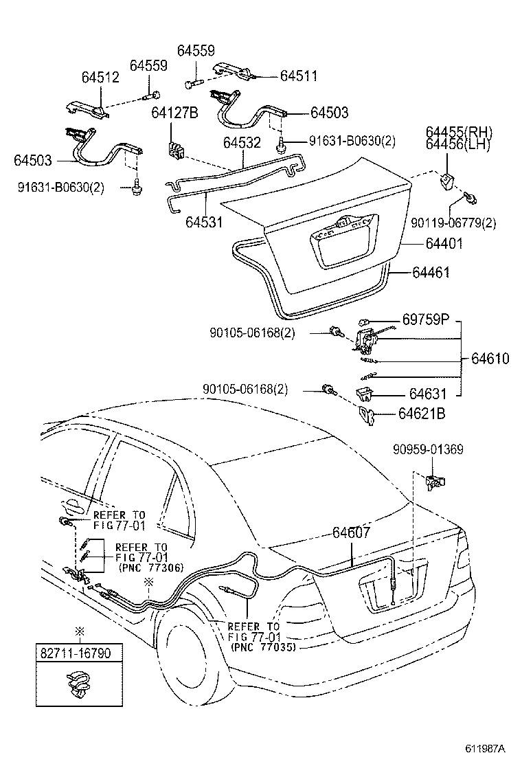 64455-12010 CUSHION, LUGGAGE COMPARTMENT DOOR SIDE, RH product image