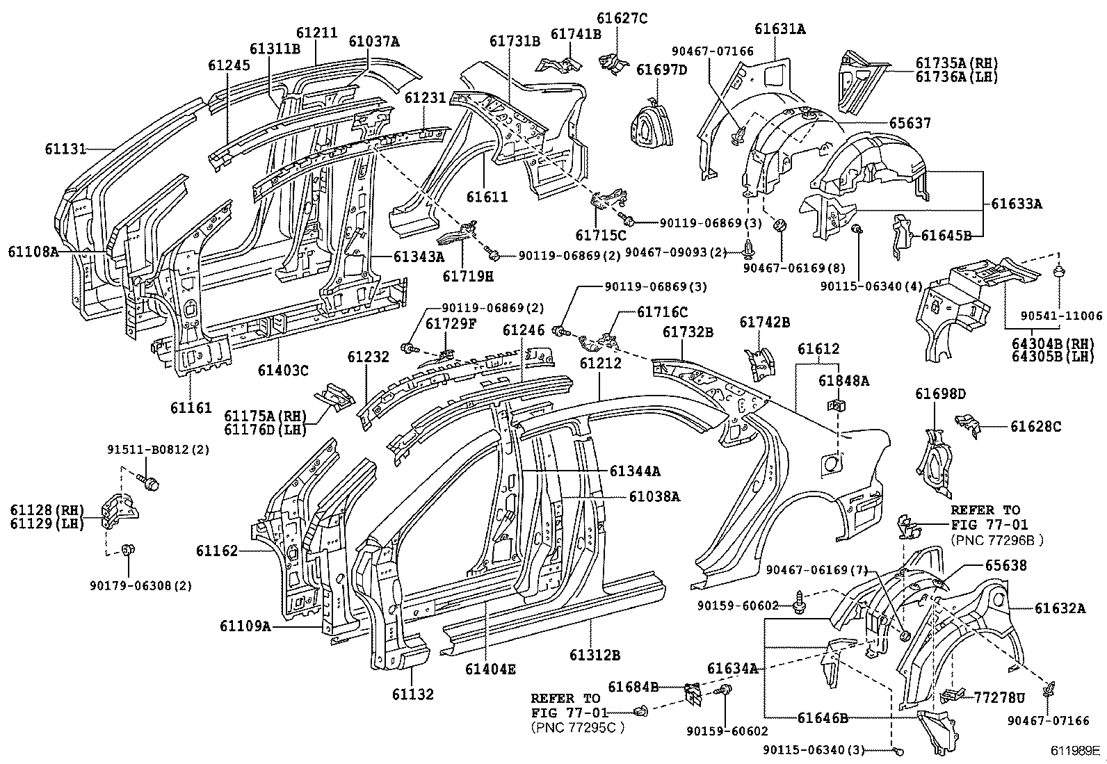 61815-28010 COVER, ROOF SIDE, INNER UPPER product image