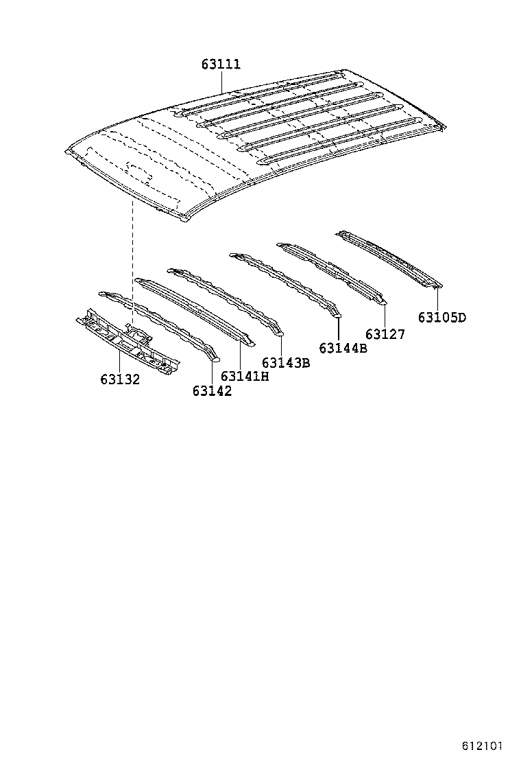 63132-0K030 PANEL, WINDSHIELD HEADER, INNER product image