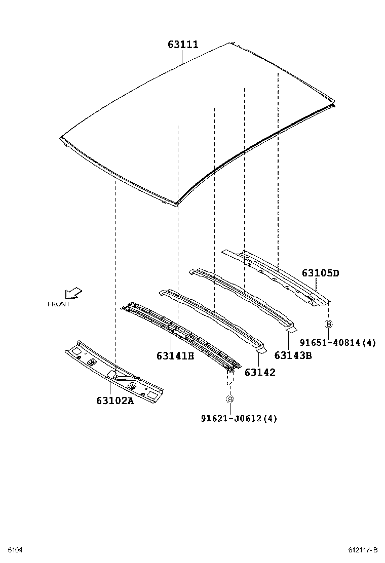 63132-B1010 PANEL, WINDSHIELD HEADER, INNER product image