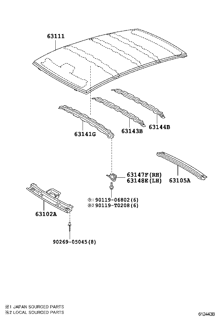 63102-0D040 PANEL SUB-ASSY, WINDSHIELD HEADER product image