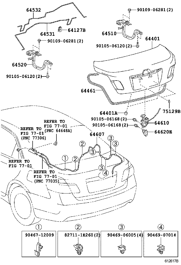 64532-06140 BAR, LUGGAGE DOOR HINGE TORSION, LH product image