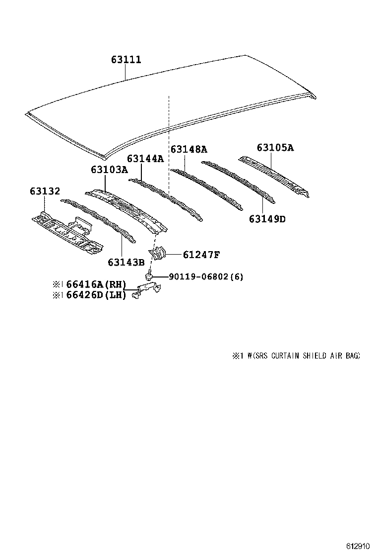 63102-12260 PANEL, WINDSHIELD HEADER, INNER product image