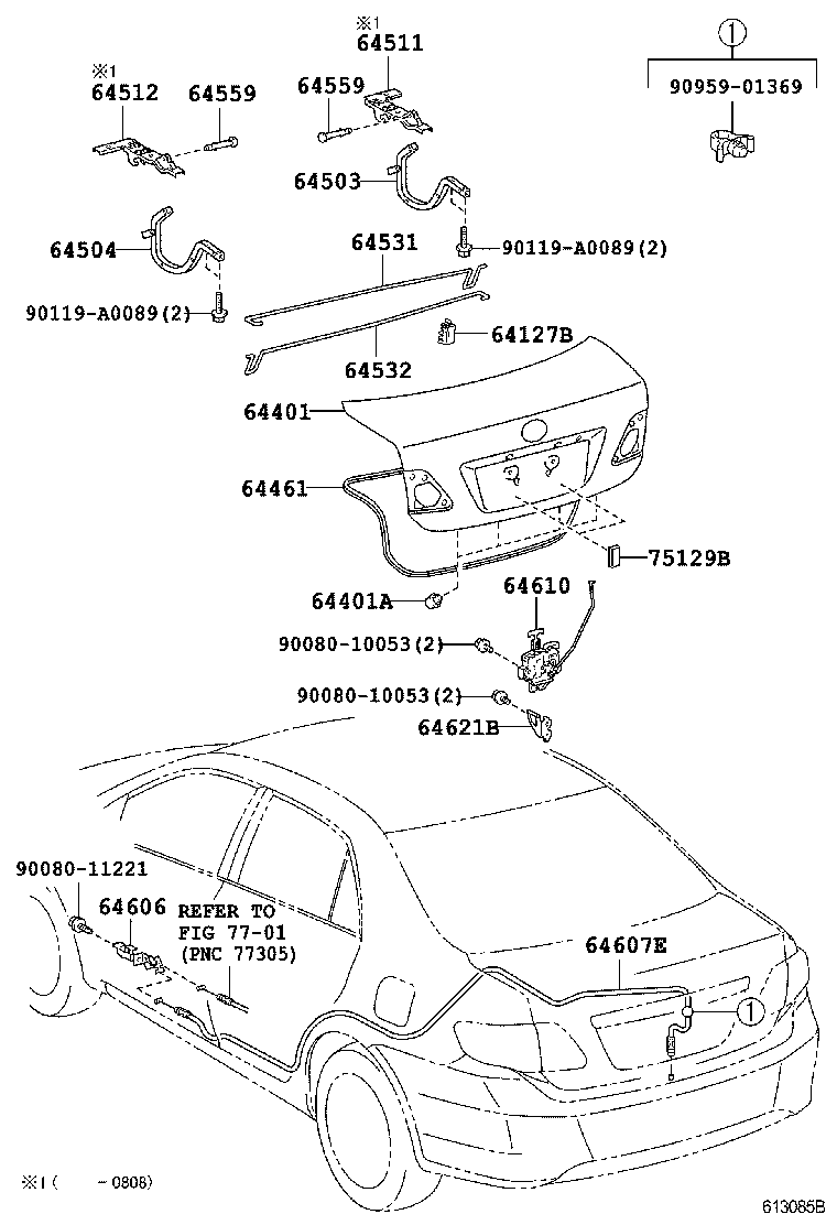 64461-02130 WEATHERSTRIP, LUGGAGE COMPARTMENT DOOR product image