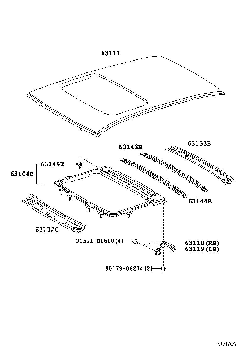 63102-0D050 PANEL SUB-ASSY, WINDSHIELD HEADER product image