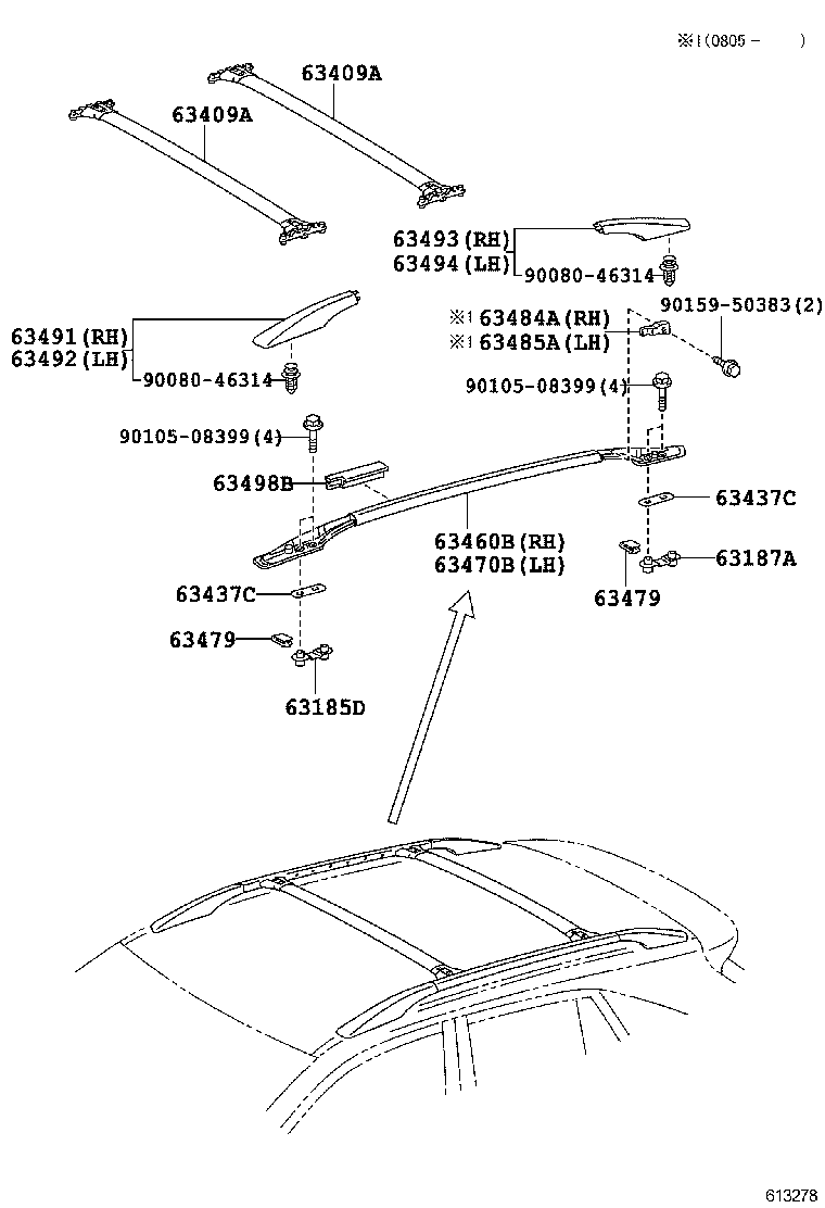 63187-48010 BRACKET, ROOF RACK, FRONT product image