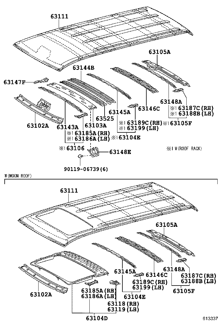63403-0C020 SUPPORT SUB-ASSY, ROOF RACK, CENTER RH product image