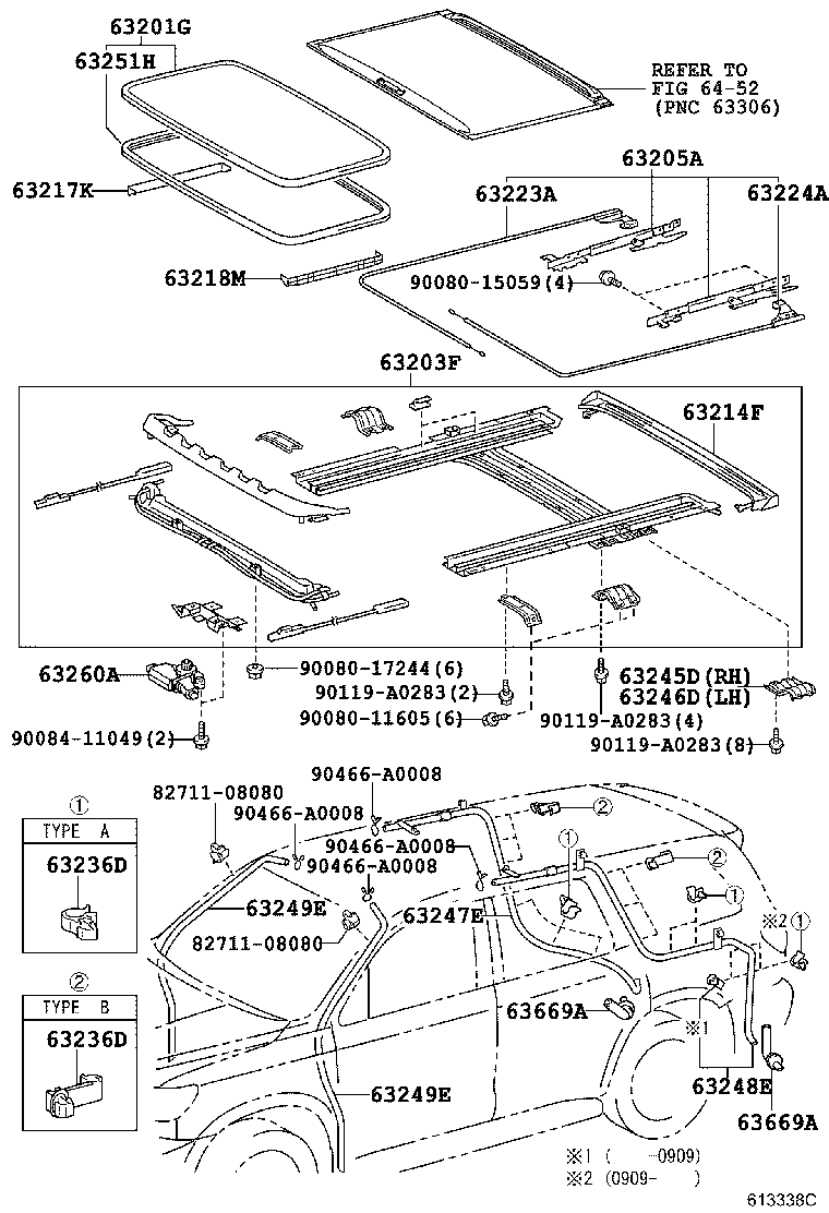 63403-0C020 SUPPORT SUB-ASSY, ROOF RACK, CENTER RH product image