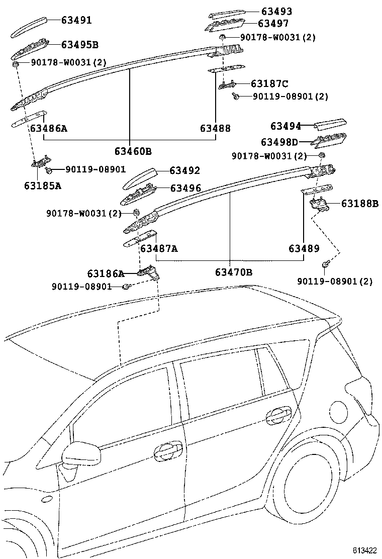 61247-0F020 REINFORCEMENT, ROOF SIDE RAIL, INNER product image