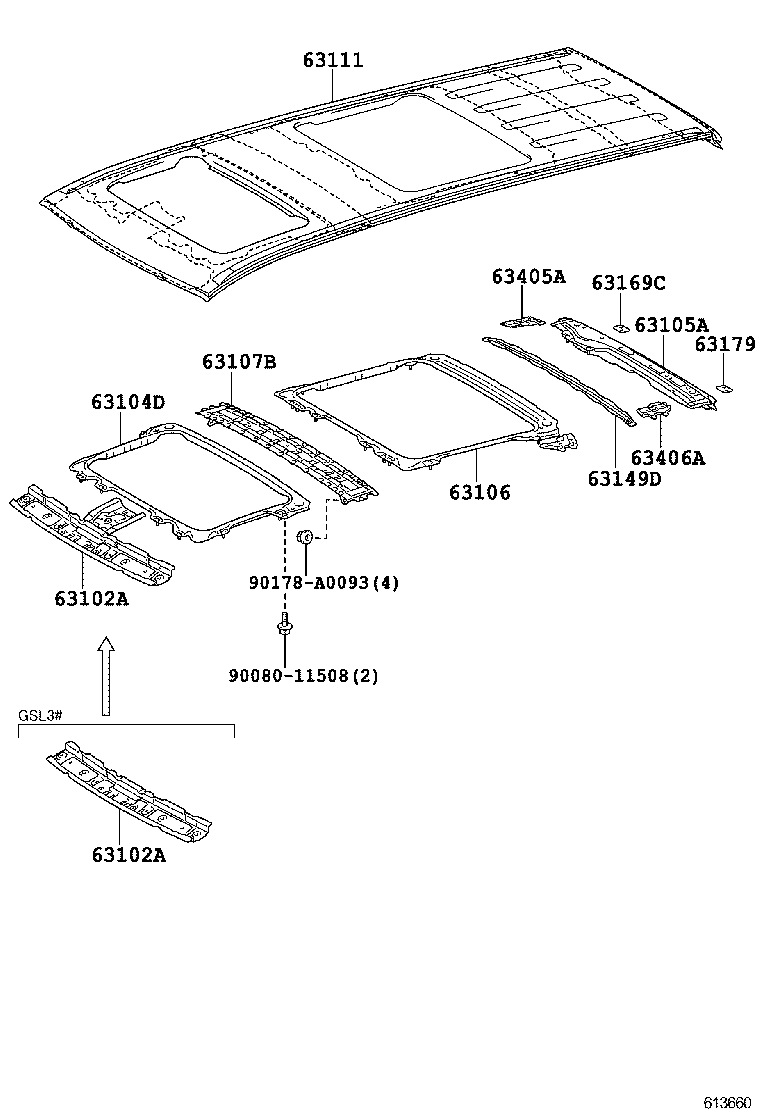 63102-08030 PANEL SUB-ASSY, WINDSHIELD HEADER product image