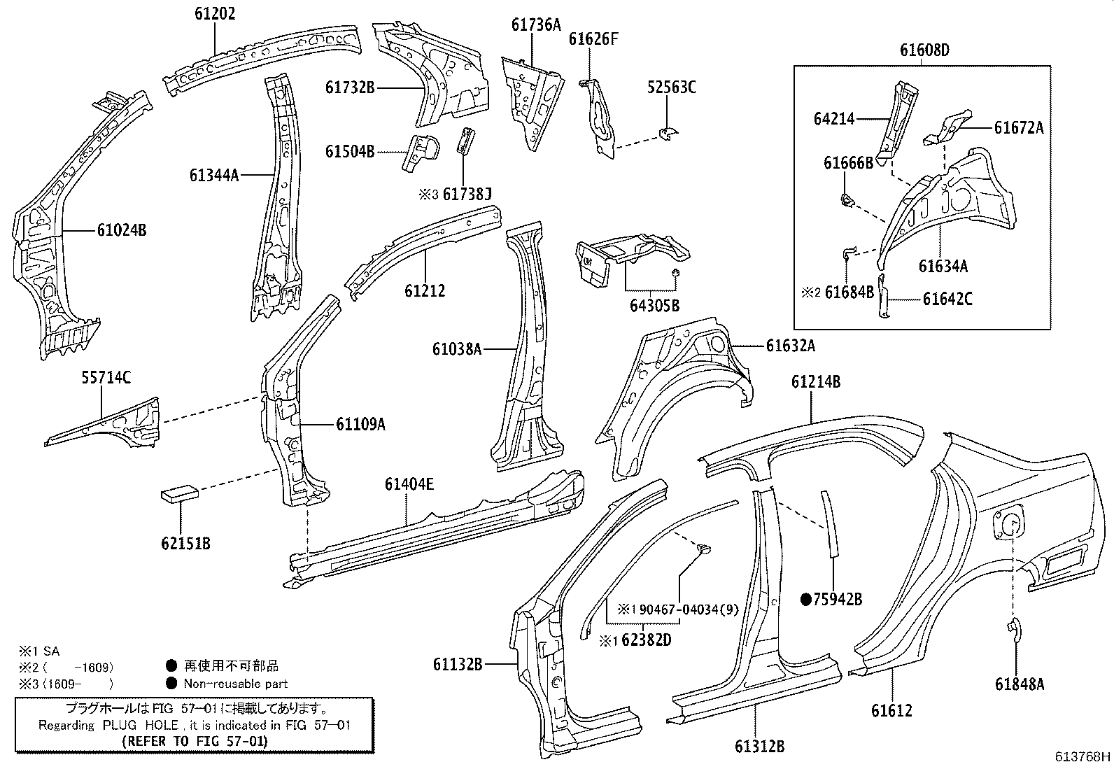 61108-0D080 REINFORCE SUB-ASSY, FRONT BODY PILLAR, LOWER RH product image