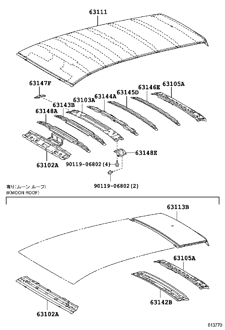 63142-52080 REINFORCEMENT, ROOF PANEL, REAR product image