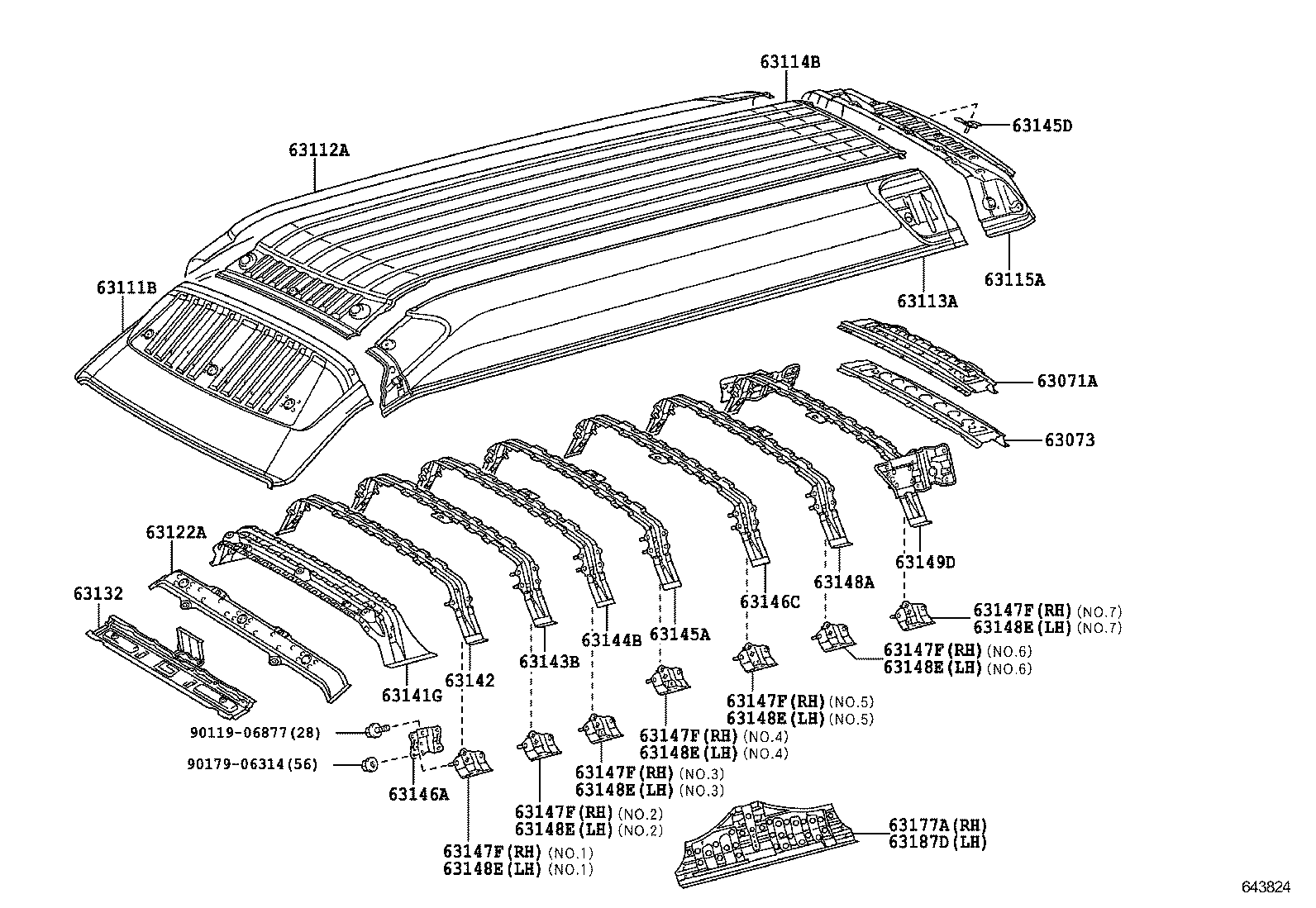 63102-26170 PANEL, WINDSHIELD HEADER, INNER product image