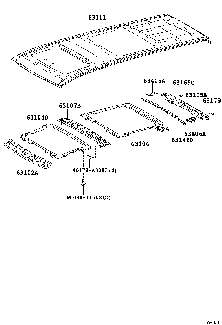 63169-0E020 RETAINER, ROOF REINFORCEMENT, NO.2 product image